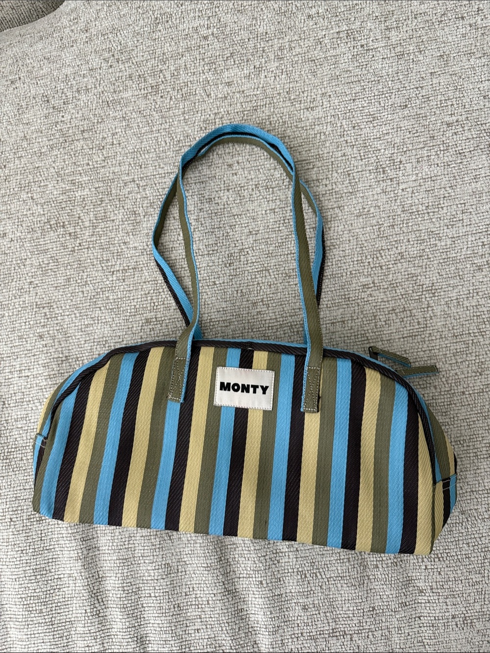 Striped Blue and Olive Monty Bag